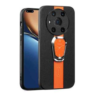 For Honor Magic3 Magnetic Litchi Leather Back Phone Case with Holder(Orange)