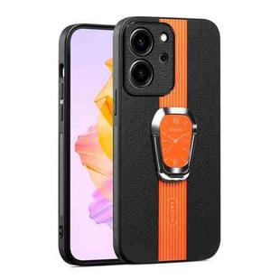 For Honor 80 SE Magnetic Litchi Leather Back Phone Case with Holder(Orange)