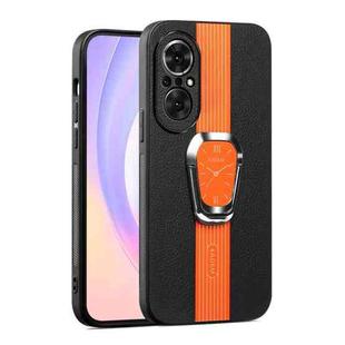 For Honor 50 SE Magnetic Litchi Leather Back Phone Case with Holder(Orange)