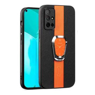 For Honor 30S Magnetic Litchi Leather Back Phone Case with Holder(Orange)