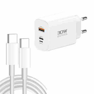 PD30W USB-C / Type-C + 8 Pin + USB Charger with Double Headed Type-C Data Cable(EU Plug)