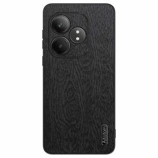 For Realme GT Neo6 SE Tree Bark Leather Shockproof Phone Case(Black)