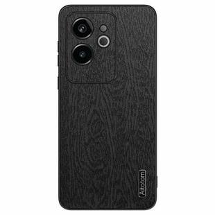 For Realme GT 6 Tree Bark Leather Shockproof Phone Case(Black)