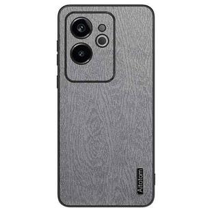 For Realme GT 6 Tree Bark Leather Shockproof Phone Case(Grey)