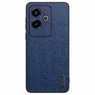 For Realme GT 6 Tree Bark Leather Shockproof Phone Case(Blue)