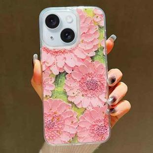 For iPhone 15 Gold Foil Oil Painting Epoxy TPU Phone Case(Purple Chrysanthemum)