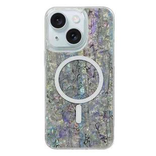 For iPhone 15 Plus Shell Texture Multicolor MagSafe TPU Phone Case(Silver Gray)