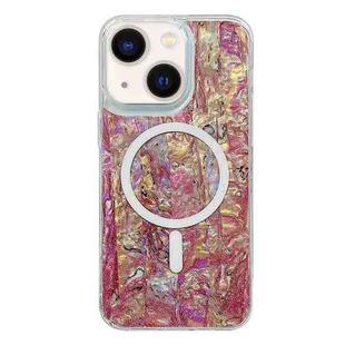 For iPhone 14 Plus Shell Texture Multicolor MagSafe TPU Phone Case(Roige)