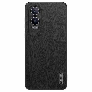 For OPPO K12X Tree Bark Leather Shockproof Phone Case(Black)
