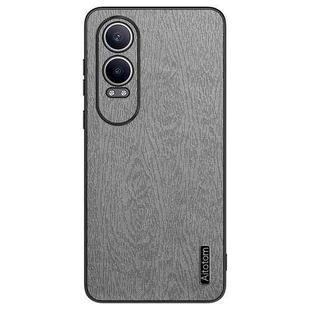 For OPPO K12X Tree Bark Leather Shockproof Phone Case(Grey)