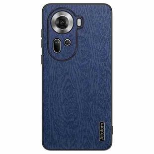 For OPPO Reno11  Global Tree Bark Leather Shockproof Phone Case(Blue)