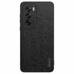 For OPPO Reno12 Global Tree Bark Leather Shockproof Phone Case(Black)