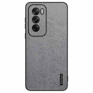 For OPPO Reno12 Global Tree Bark Leather Shockproof Phone Case(Grey)