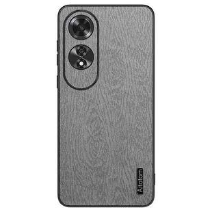 For OPPO A60 4G Global Tree Bark Leather Shockproof Phone Case(Grey)