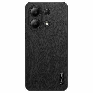 For Xiaomi Redmi Note 13 4G Tree Bark Leather Shockproof Phone Case(Black)