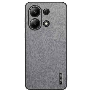 For Xiaomi Redmi Note 13 4G Tree Bark Leather Shockproof Phone Case(Grey)