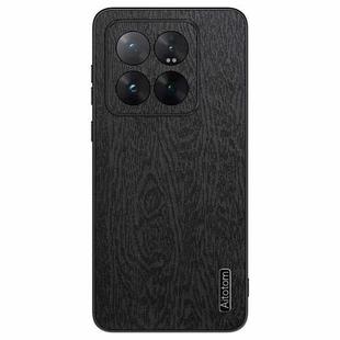 For Xiaomi 14 Pro Tree Bark Leather Shockproof Phone Case(Black)