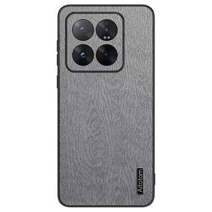 For Xiaomi 14 Pro Tree Bark Leather Shockproof Phone Case(Grey)