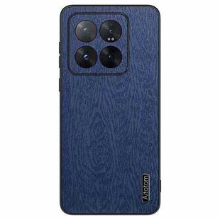 For Xiaomi 14 Pro Tree Bark Leather Shockproof Phone Case(Blue)