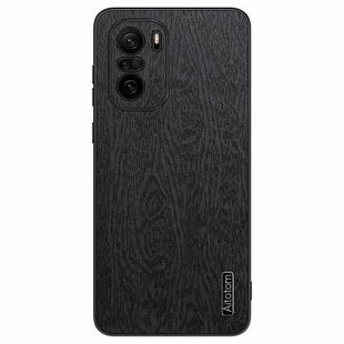 For Xiaomi Redmi K40 Tree Bark Leather Shockproof Phone Case(Black)