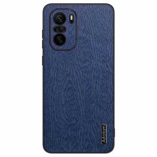 For Xiaomi Redmi K40 Tree Bark Leather Shockproof Phone Case(Blue)