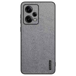 For Xiaomi Redmi Note 12 5G Global Tree Bark Leather Shockproof Phone Case(Grey)