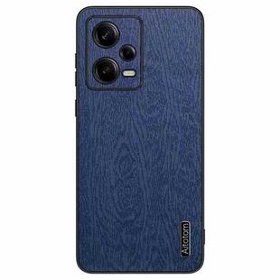 For Xiaomi Redmi Note 12 5G Global Tree Bark Leather Shockproof Phone Case(Blue)