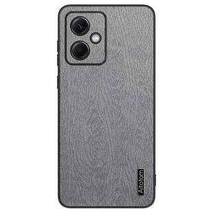 For Xiaomi Redmi 12 5G Tree Bark Leather Shockproof Phone Case(Grey)