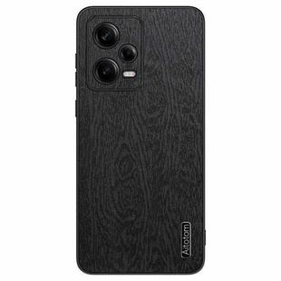 For Xiaomi Redmi Note 12 Pro 5G Tree Bark Leather Shockproof Phone Case(Black)