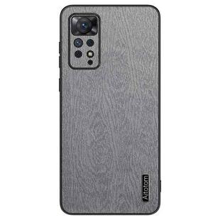 For Xiaomi Redmi Note 11 Pro Global Tree Bark Leather Shockproof Phone Case(Grey)