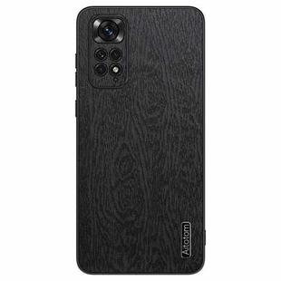For Xiaomi Redmi Note 11 Global Tree Bark Leather Shockproof Phone Case(Black)
