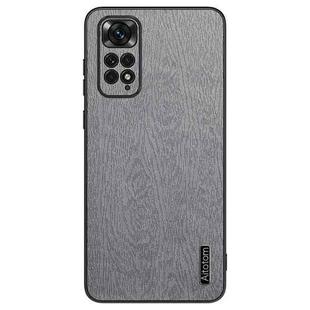 For Xiaomi Redmi Note 11 Global Tree Bark Leather Shockproof Phone Case(Grey)