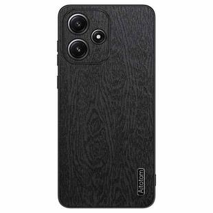 For Xiaomi Redmi Note 12R Tree Bark Leather Shockproof Phone Case(Black)