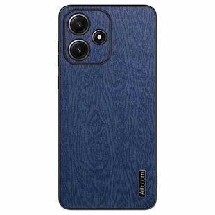 For Xiaomi Redmi Note 12R Tree Bark Leather Shockproof Phone Case(Blue)