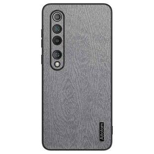 For Xiaomi Mi 10 Tree Bark Leather Shockproof Phone Case(Grey)