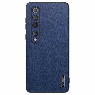 For Xiaomi Mi 10 Tree Bark Leather Shockproof Phone Case(Blue)
