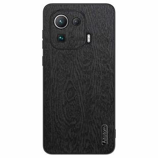 For Xiaomi Mi 11 Pro Tree Bark Leather Shockproof Phone Case(Black)