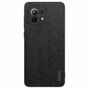 For Xiaomi Mi 11 Tree Bark Leather Shockproof Phone Case(Black)