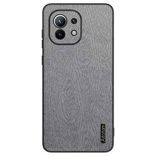 For Xiaomi Mi 11 Tree Bark Leather Shockproof Phone Case(Grey)