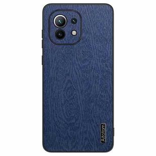 For Xiaomi Mi 11 Tree Bark Leather Shockproof Phone Case(Blue)