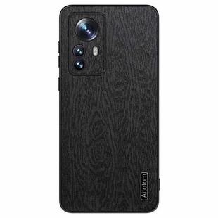 For Xiaomi 12 Pro Tree Bark Leather Shockproof Phone Case(Black)