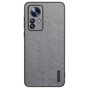 For Xiaomi 12 Pro Tree Bark Leather Shockproof Phone Case(Grey)