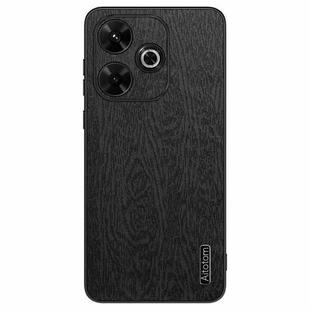 For Xiaomi Redmi 13 4G Tree Bark Leather Shockproof Phone Case(Black)