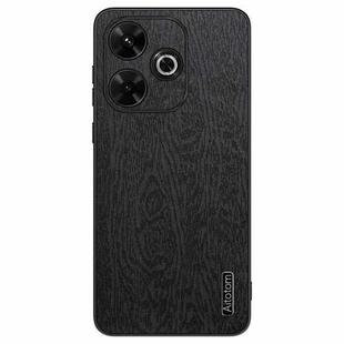 For Xiaomi Redmi Note 13R Tree Bark Leather Shockproof Phone Case(Black)