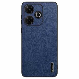 For Xiaomi Redmi Note 13R Tree Bark Leather Shockproof Phone Case(Blue)