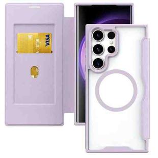 For Samsung Galaxy S24 Ultra 5G MagSafe RFID Blocking Adsorption Flip Leather Phone Case(Purple)