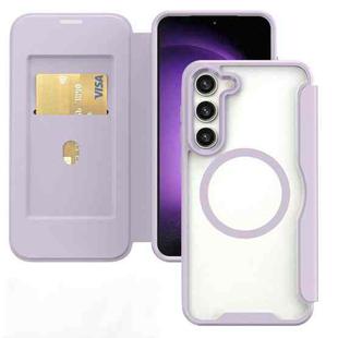 For Samsung Galaxy S24+ 5G MagSafe RFID Blocking Adsorption Flip Leather Phone Case(Purple)