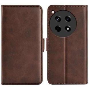 For OnePlus 12R Dual-side Magnetic Buckle Horizontal Flip Leather Phone Case(Brown)