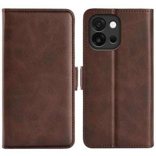 For OnePlus 13T Dual-side Magnetic Buckle Horizontal Flip Leather Phone Case(Brown)