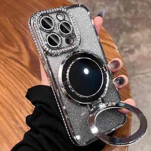 For iPhone 15 Pro Max MagSafe Rhinestone Mirror Glitter TPU Phone Case(Space Silver)